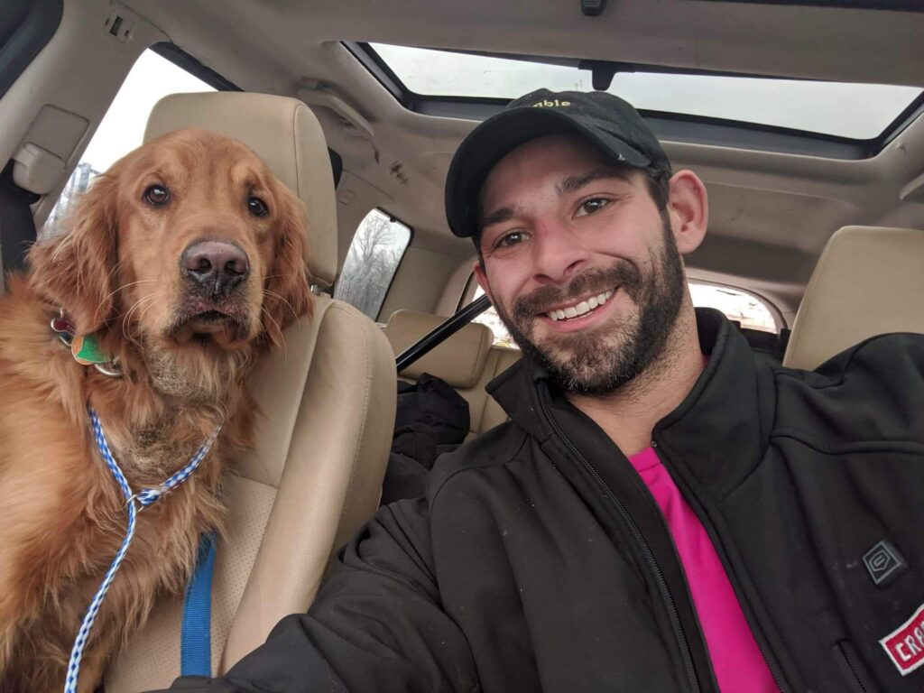 Dog red reunited with his owner Wade Stevenson.