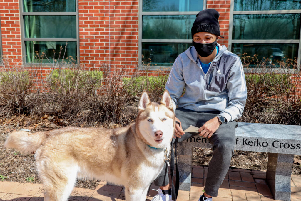 Man with dog.